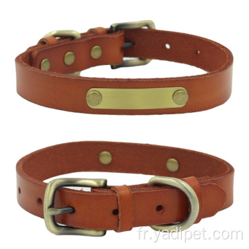 Collier personnalisé en cuir de vachette pour chien